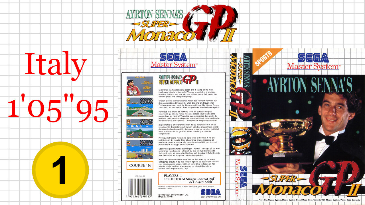 Ayrton Senna's Super Monaco GP II [SMS] Italy [1'05"95] WR🥇 | SEGA Master System Marceau