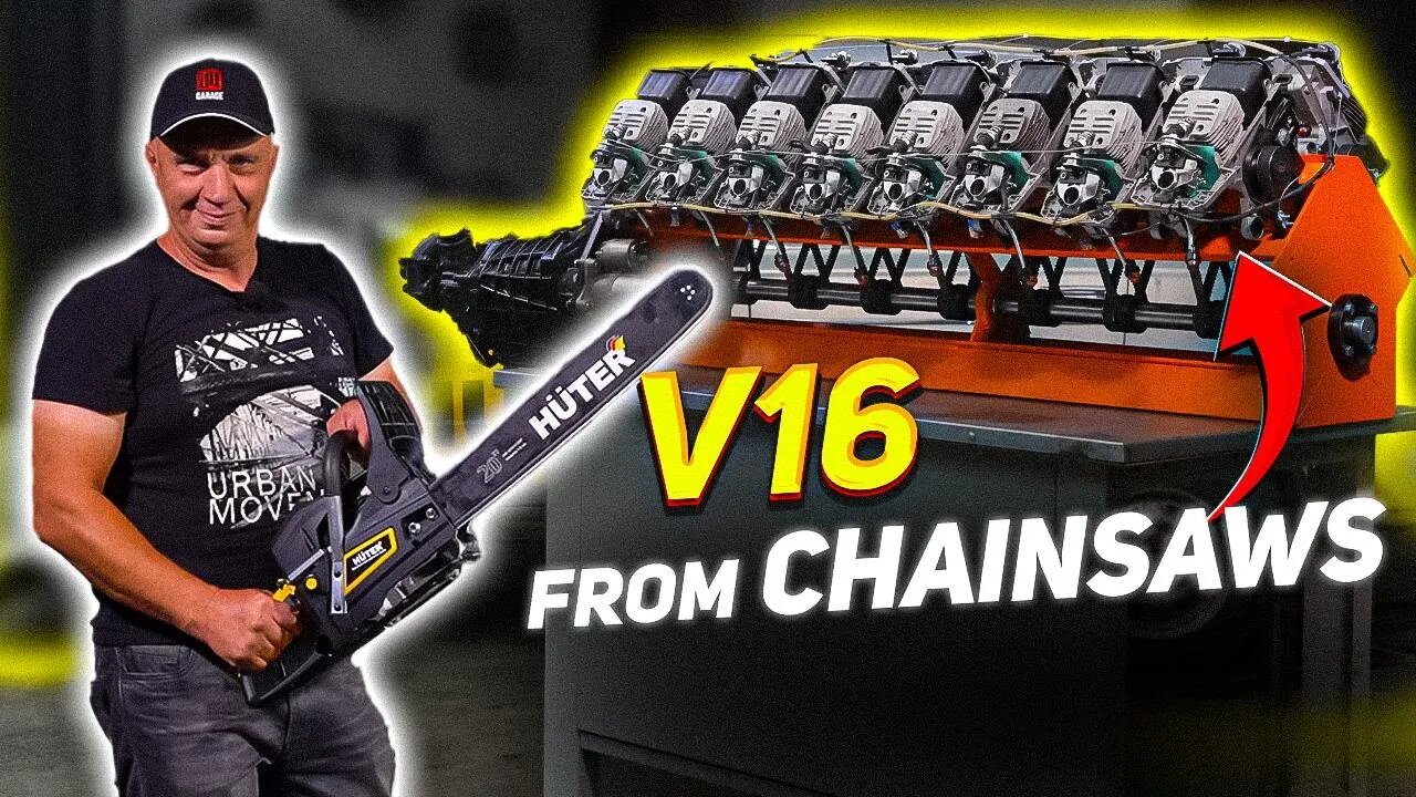 We convert 16 chainsaws into an engine for a car