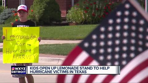 Kids open up lemonade stand to help hurricane victims in Texas