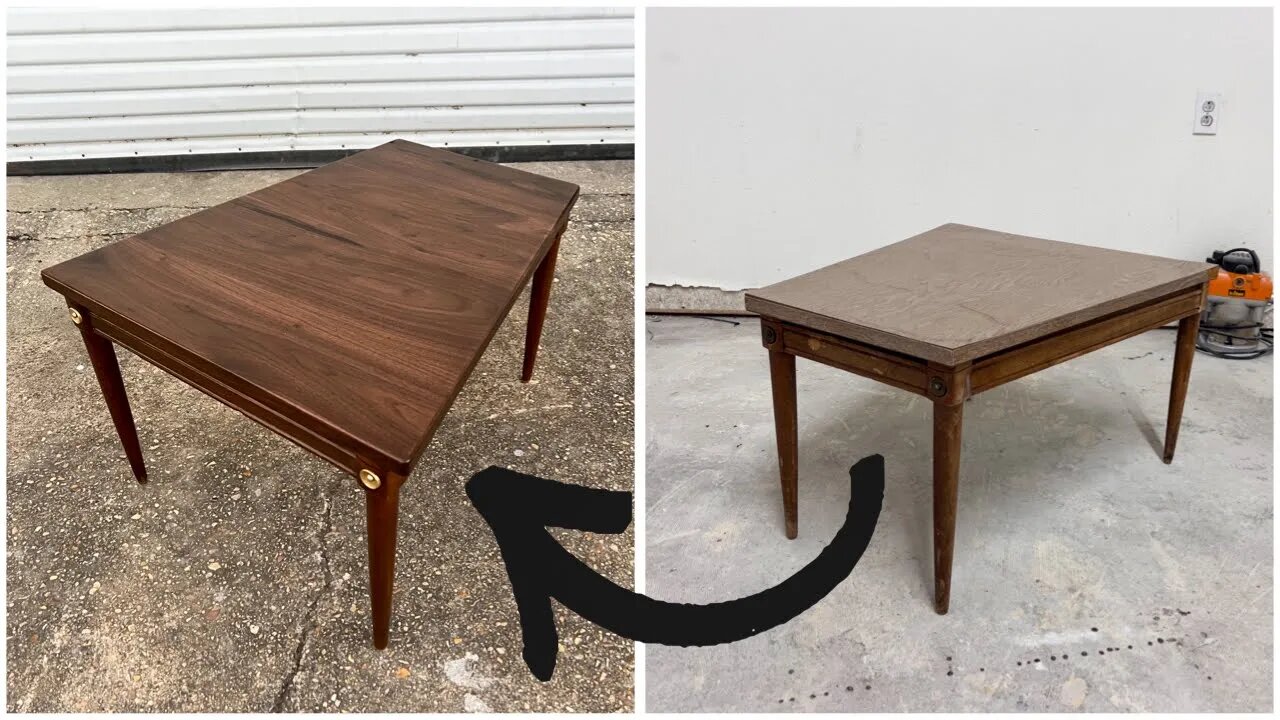 Furniture Restoration - Refinishing a Mid Century Table and Making a New Walnut Table Top