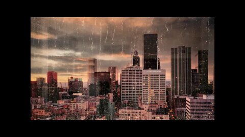 Watching the rain from a window at sundown in Los Angeles