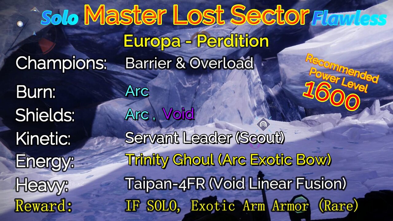 Destiny 2 Master Lost Sector: Europa - Perdition on my Hunter Solo-Flawless 10-8-22