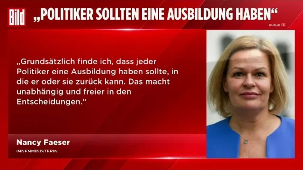 Nancy Faeser fordert „Jeder Politiker sollte eine Ausbildung haben“