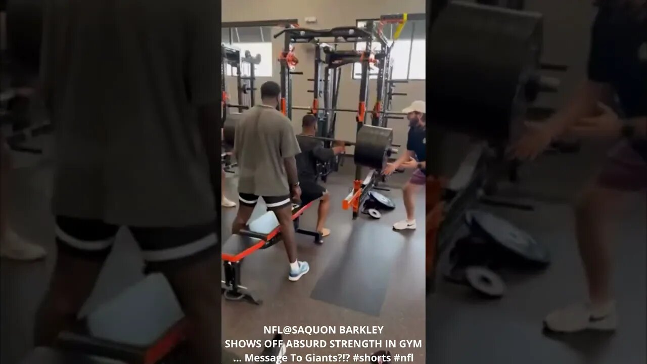 NFL@SAQUON BARKLEY SHOWS OFF ABSURD STRENGTH IN GYM - Message To Giants! #shorts #nfl