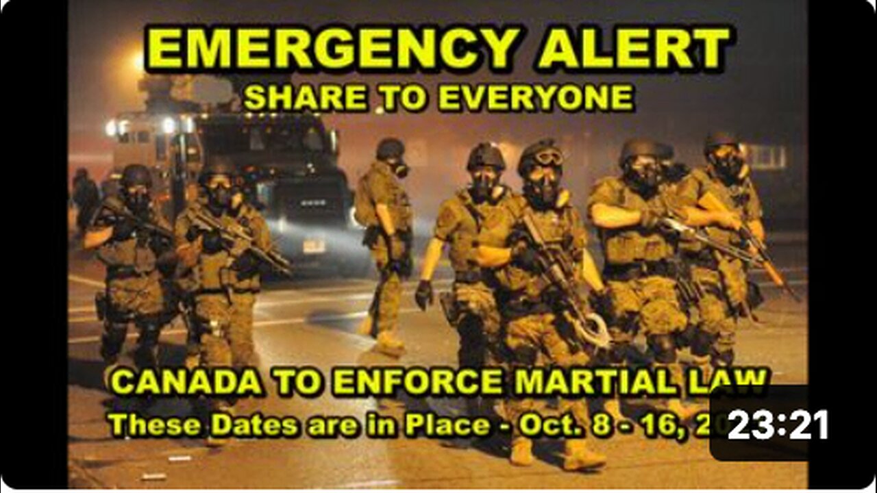 EMERGENCY BROADCAST - MARTIAL LAW TO BE IMPLEMENTED BETWEEN OCT. 8 -16 - SHARE TO EVERYONE