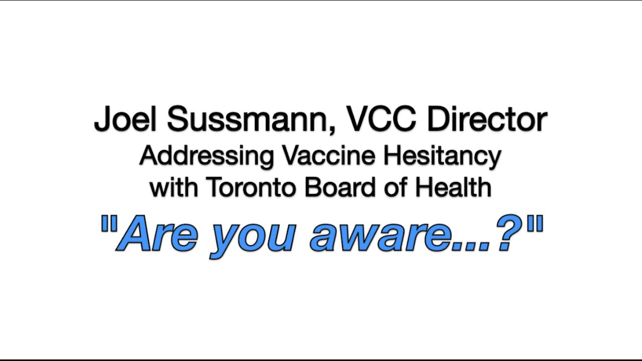 Joel Sussmann Addresses Vaccine Hesitancy with Toronto Board of Health