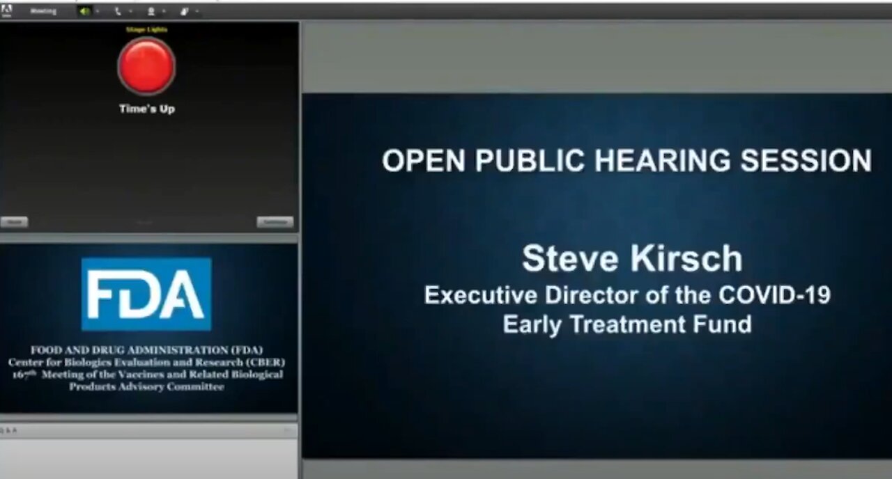 STEVE KIRSCH - FDA PUBLIC HEARING "EXCESS VACCINE DEATH TO LIFE RATIO MODEL"