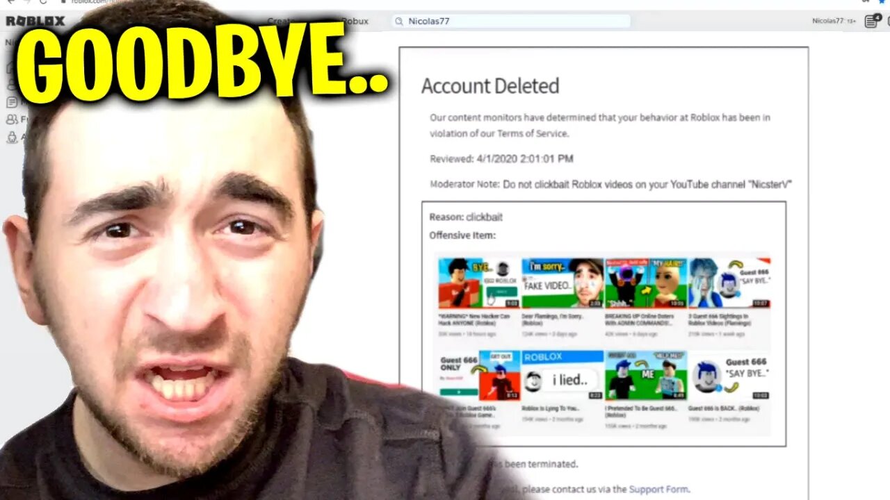 Roblox Banned Me For Clickbaiting.. (Goodbye)