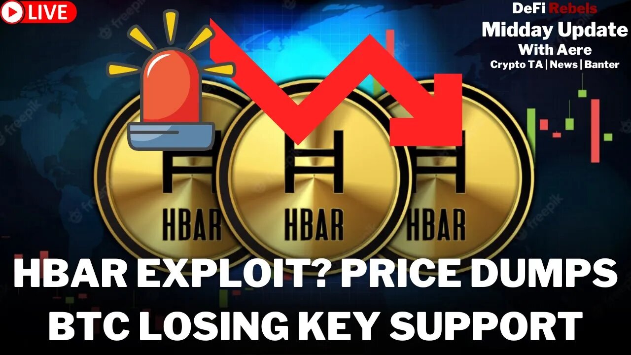 Hedera HBAR Exploit? Price Down | Bitcoin Loses Key Level | MT. Gox Timeline | Crypto Price TA News