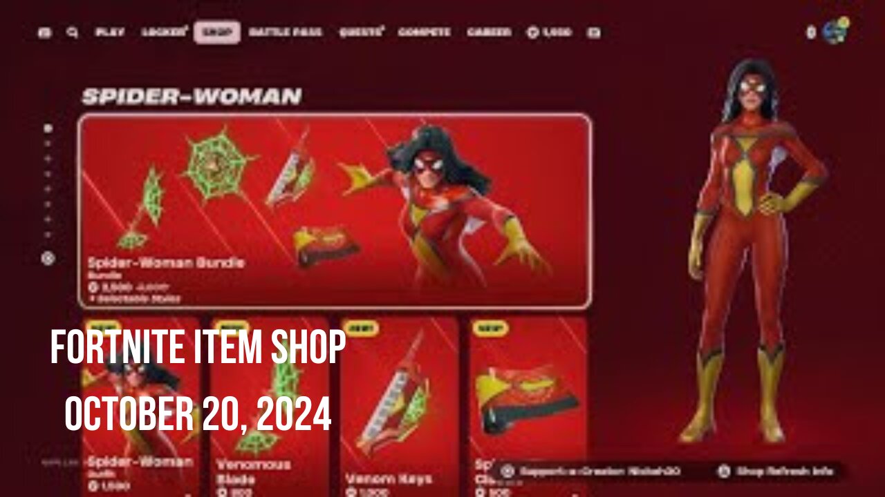 Fortnite Item Shop|October 20, 2024(*New* Spider-Woman Bundle)