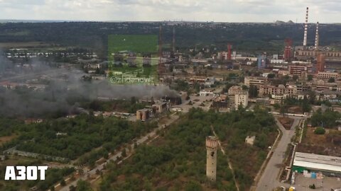 Drone footage of a few strikes at the Azot plant in Severodonetsk