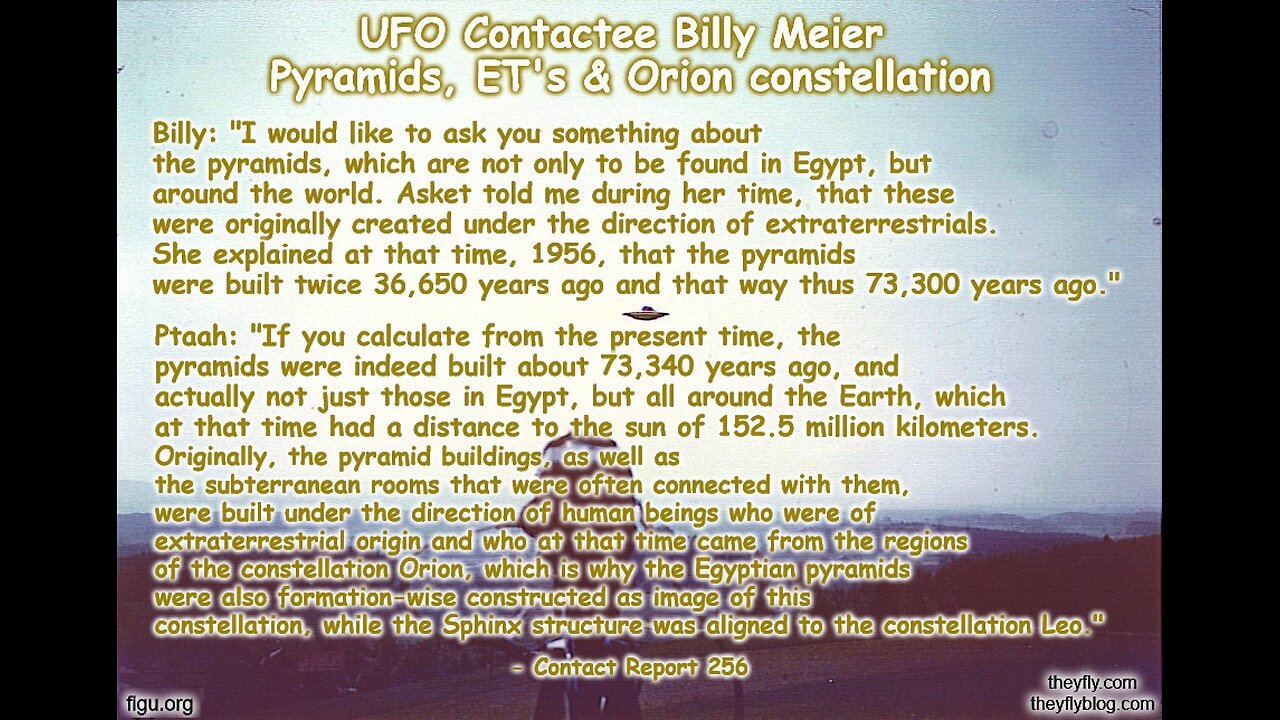 Billy Meier UFO Contact Reports - Pyramids of Giza Great Pyramid