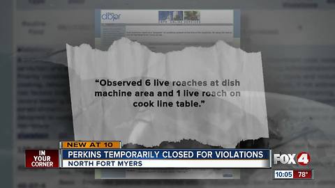 Live roaches, expired food items among violations that led to temporary closure of NFM Perkin's