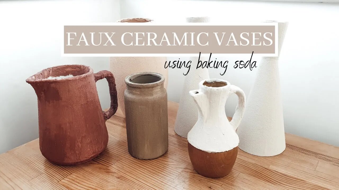 DIY Ceramic Effect Paint with Thrifted Vases - Thrift Flip | Faux Cerramix Effect using Baking Soda