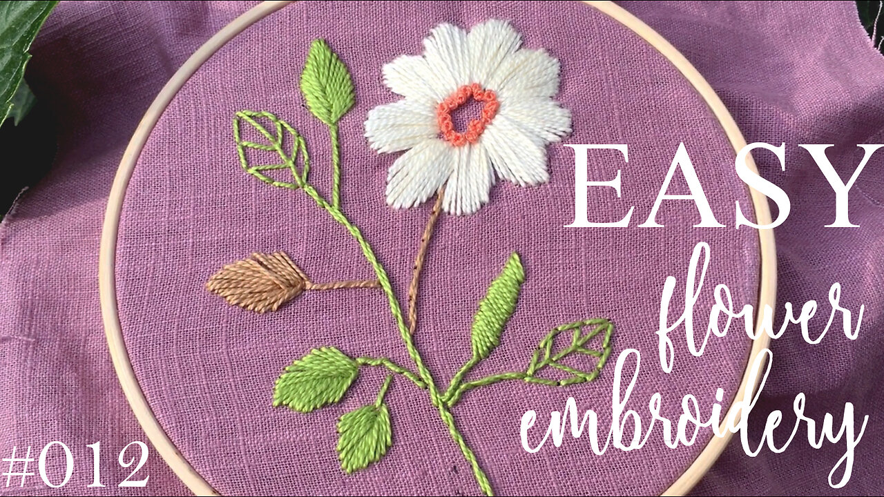 Simple hand embroidery flower • embroidery for beginners • Pattern 012 • Bonjour Embroidery