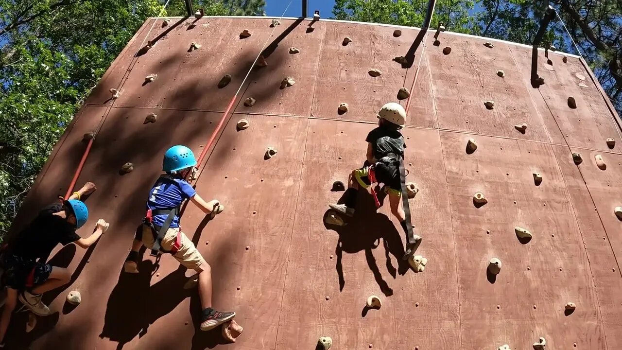 Rock Wall Fall!! Can he ring the bell?