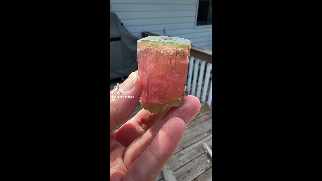 Green Cap Rubellite Tourmaline crystal from southern California