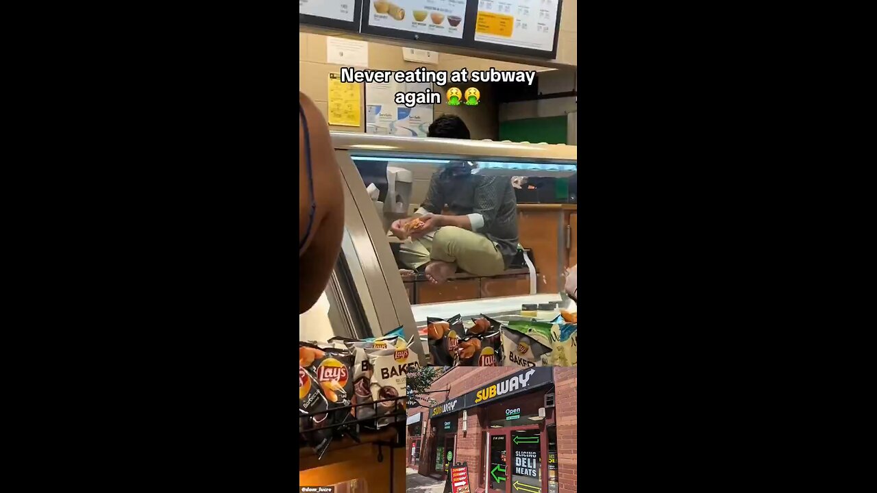 This Subway employee is under backlash for sitting on top of the counter with no shoes or gloves