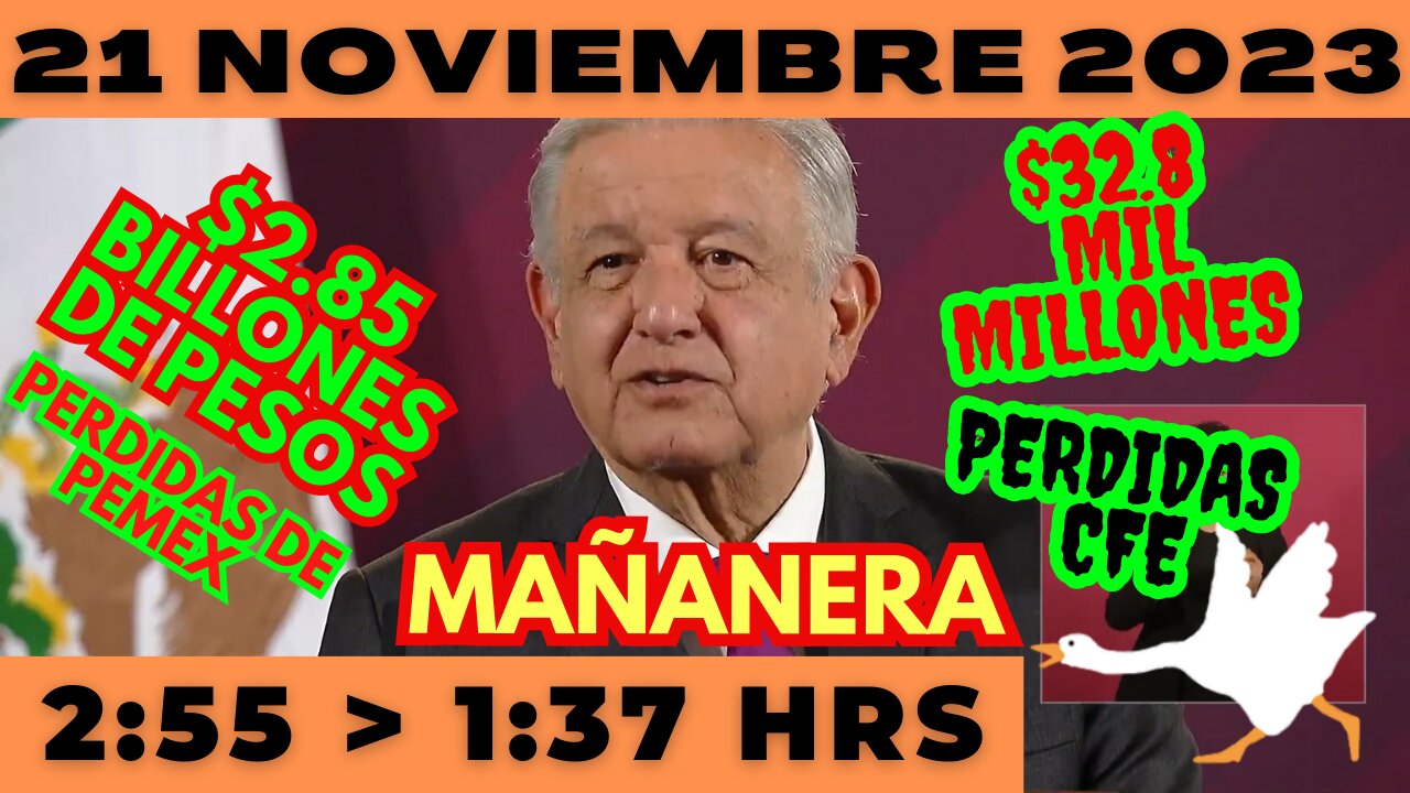 💩🐣👶 AMLITO | Mañanera *Martes 21 de noviembre 2023* | El gansito veloz 2:55 a 1:37.