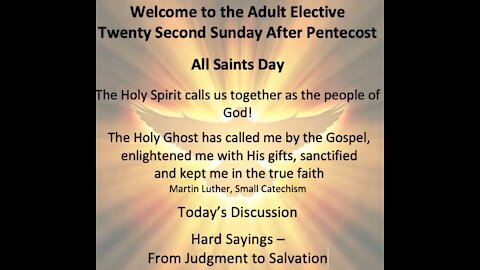 20-11-01 Sunday Elective - Hard Sayings - Judgment and Salvation