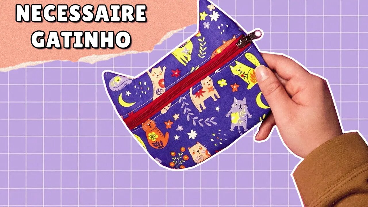 Costurei uma NECESSAIRE com FORMATO de GATINHO / Necessaire gatinho - Passo a passo