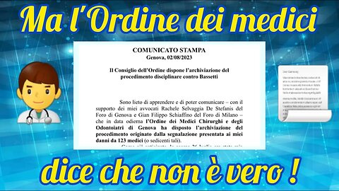 Denuncia 123 medici - Bassetti dice che è stata archiviata...