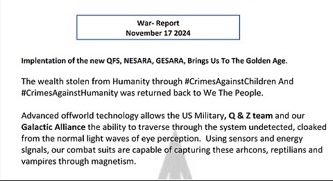 IMPLEMENTATION OF THE NEW QFS, NESARA, GESARA BRINGS US TO THE GOLDEN AGE