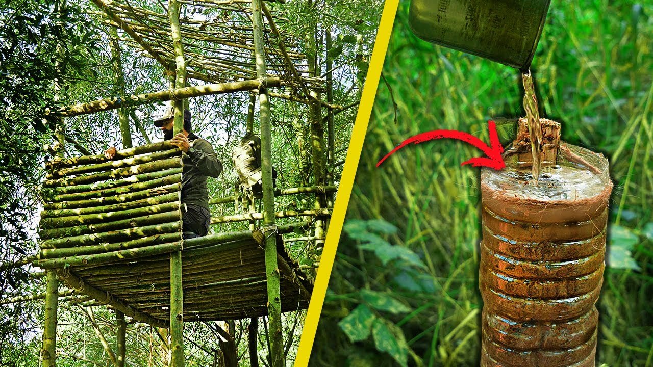 Building RAISED SHELTER to survive the floods on abandoned island!