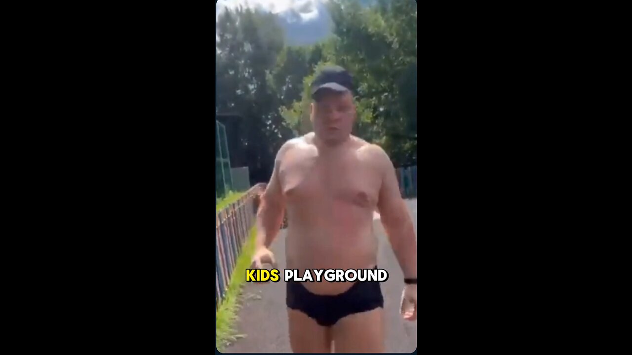 Man sunbathing in a children's playground gets upset