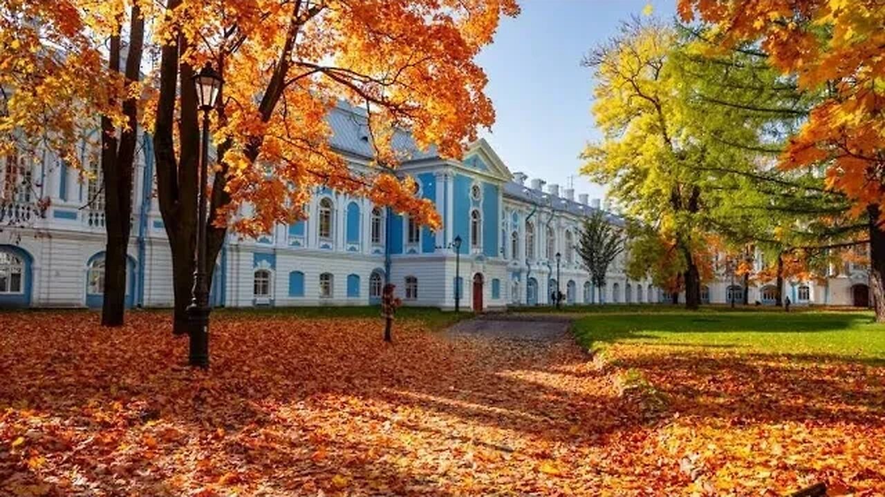 Смольный собор в огранке золотой осени,Catedral Smolny em corte dourado de outono