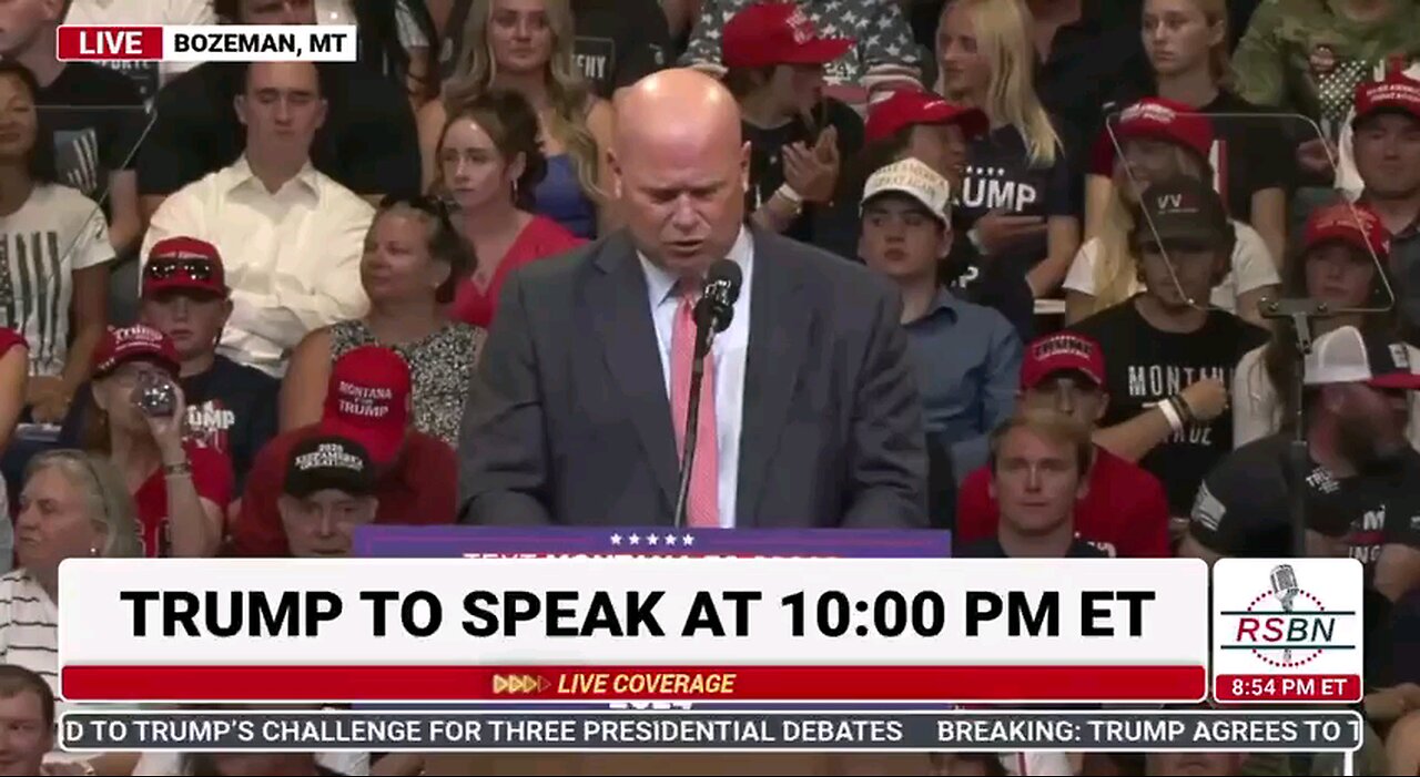 Fmr. Acting Attorney General Matt Whitaker speaks at Trump rally in Bozeman, MT