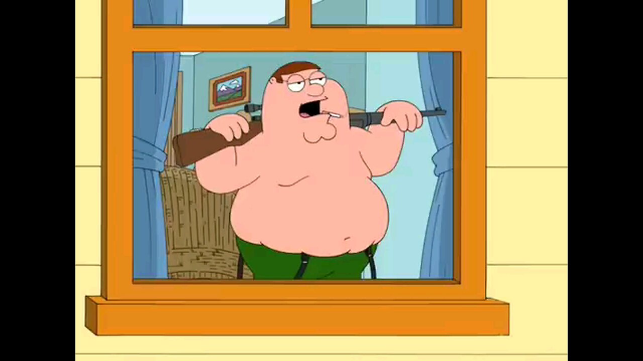 peter Griffin with a sniper rifle