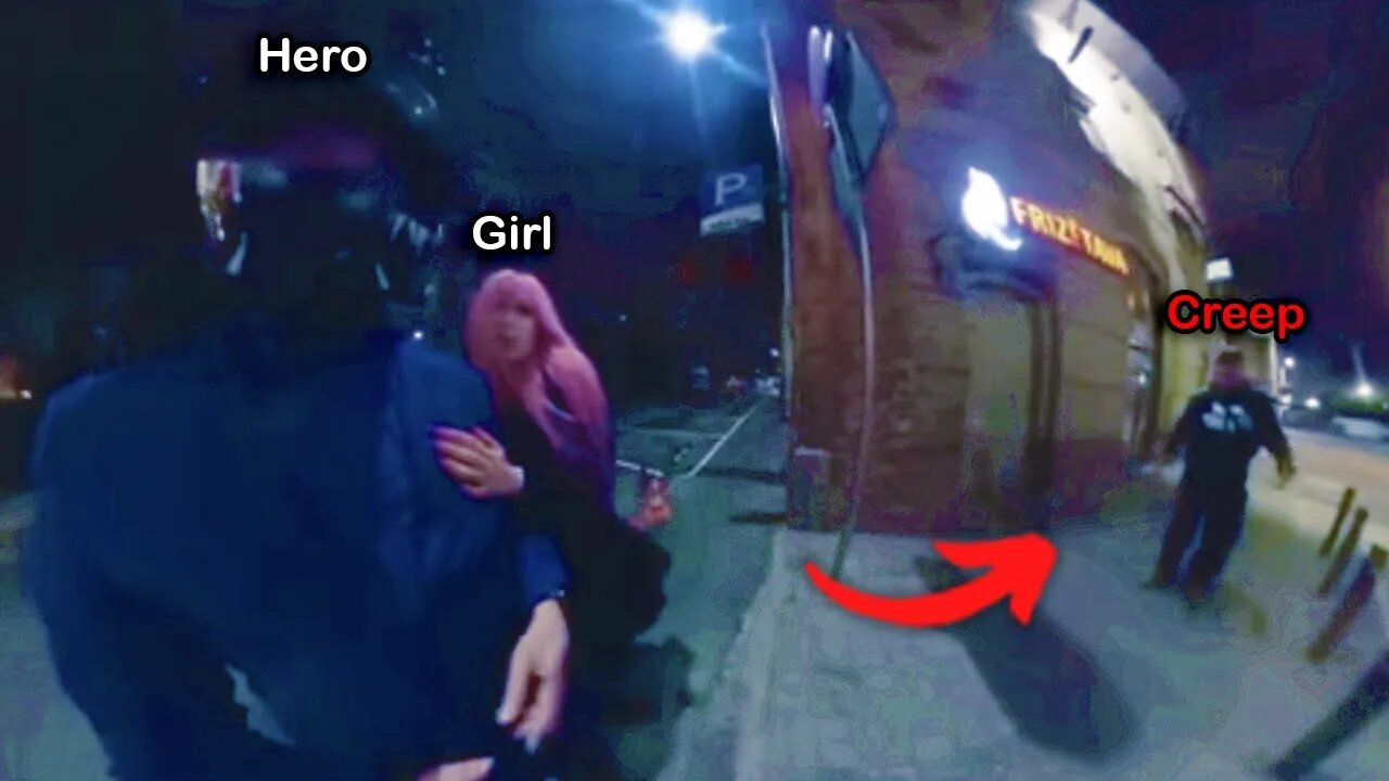 Hero Man Saves Girl from Creepy Man Chasing Her..