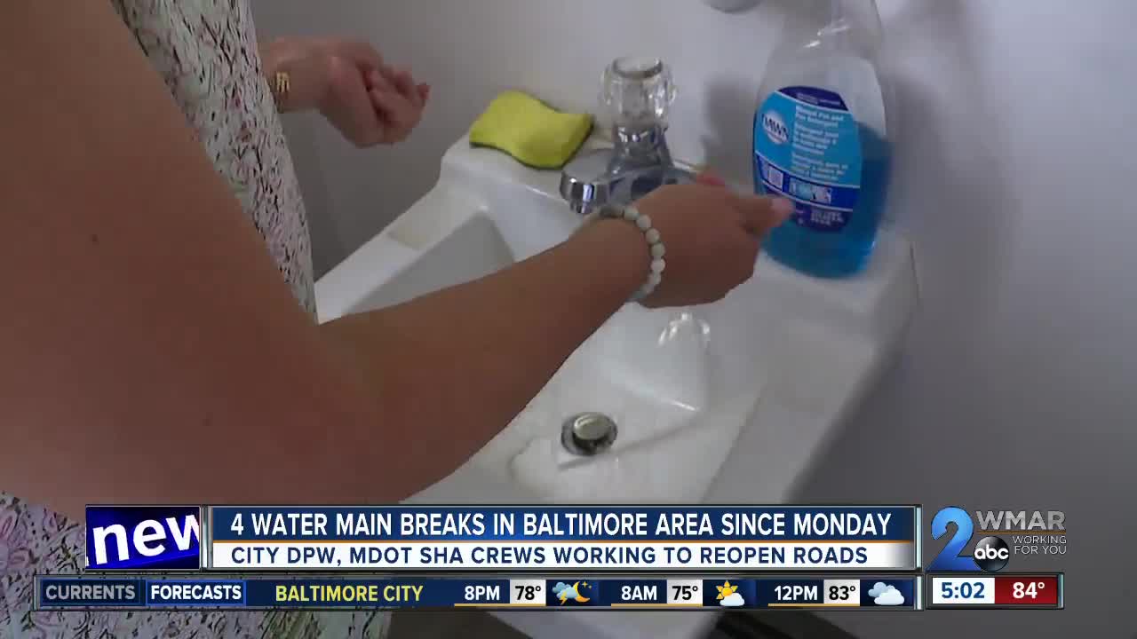 4 water main breaks in 24 hours in Baltimore area