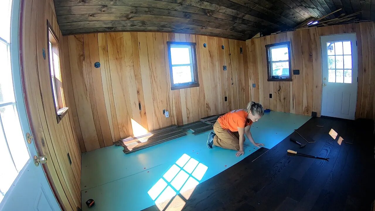 CHEAP Flooring: Engineered Wood Flooring Woes - Doorway Trim for a Shiplap Edge Off-grid Office #24