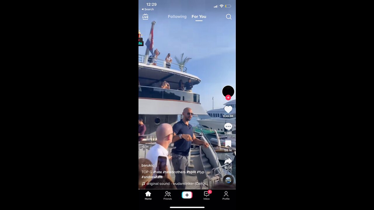 andrew tate on $500m yacht yelling f*ck instagram