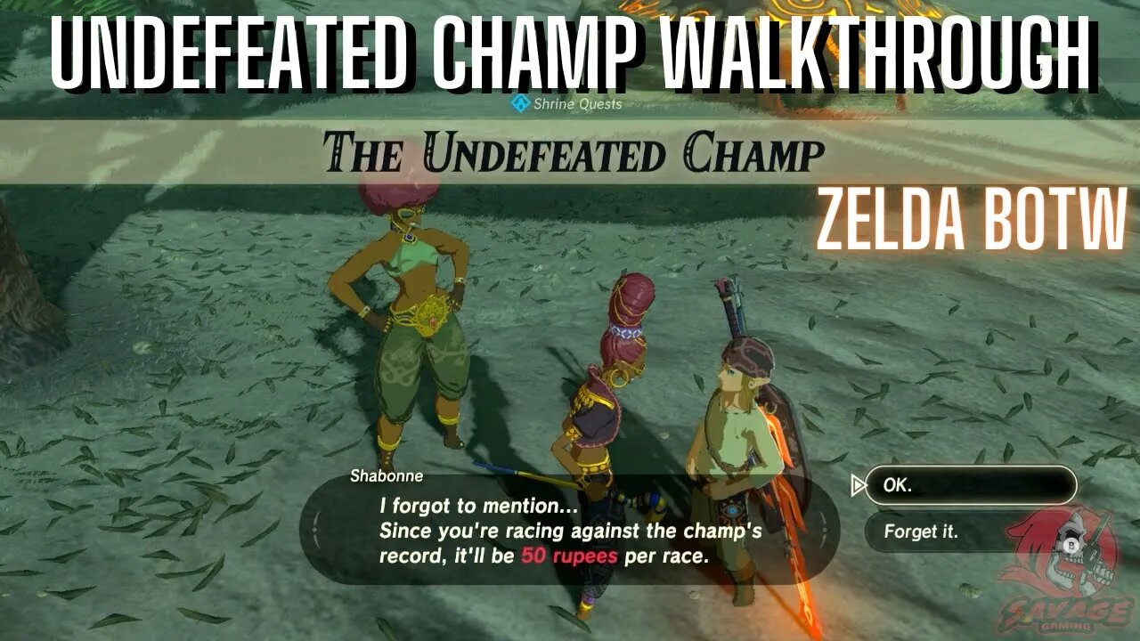 THE UNDEFEATED CHAMP SIDE QUEST WALKTHROUGH RAQA ZUNZO'S SHRINE HIDDEN SHRINE ZELDA BOTW