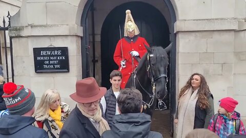 The kings guard checks no is holding the Reins #horseguardsparade