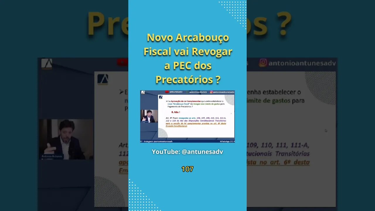 Novo Arcabouço Fiscal vai revogar a PEC dos Precatorios? #antunesprecatorios #antonioantunes