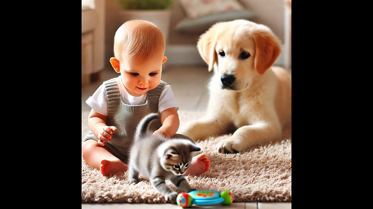 Playtime Pals: Babies, Kitty and Dogs