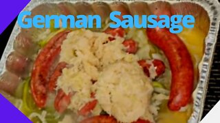 Grilled German Sausage with Peppers and Sauerkraut