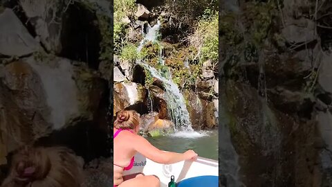 Jeannine takes a dip in the falls at Pelton Dam.