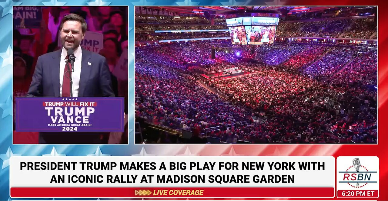 Vice Presidential Nominee, Sen. JD Vance Delivers Remarks at Madison Square Garden in NYC- 10/27/24