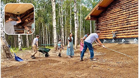 Homestead Happenings // Log Home Chinking ￼// Yard Prep and Seeding