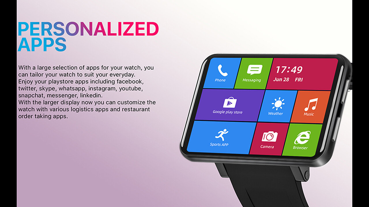 TICWRIS MAX GPS Android Smartwatch with 4G LTE, 2.86 inch Touchscreen & Face Unlock