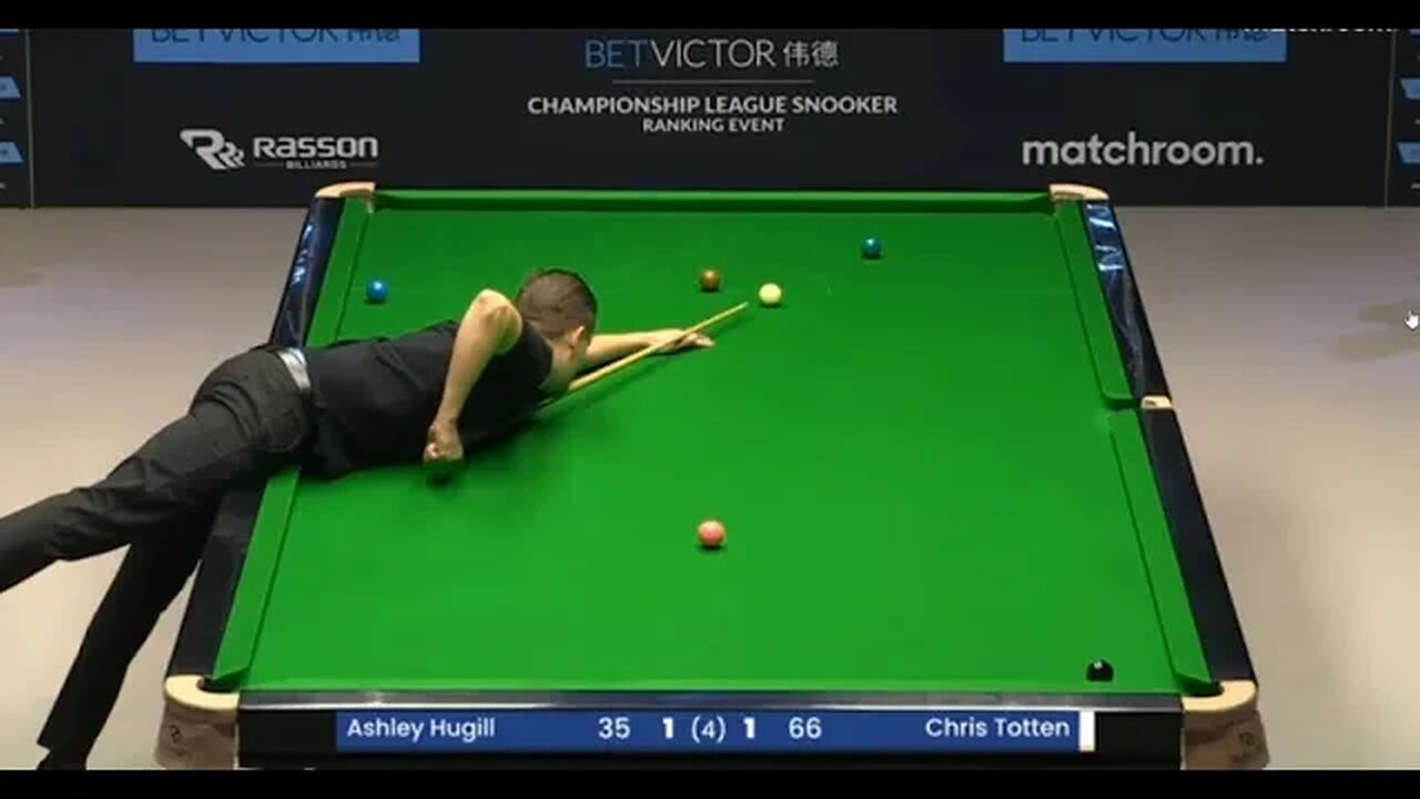 Classy snooker player Ashley Hugill vs Chris Totten match