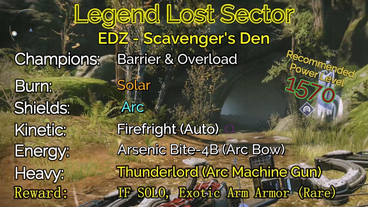 Destiny 2 Legend Lost Sector: EDZ - Scavenger's Den 9-22-22