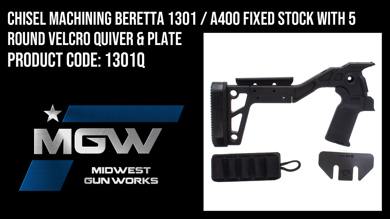 Chisel Machining Beretta 1301 / A400 Fixed Stock with 5 Round Velcro Quiver & Plate - 1301Q