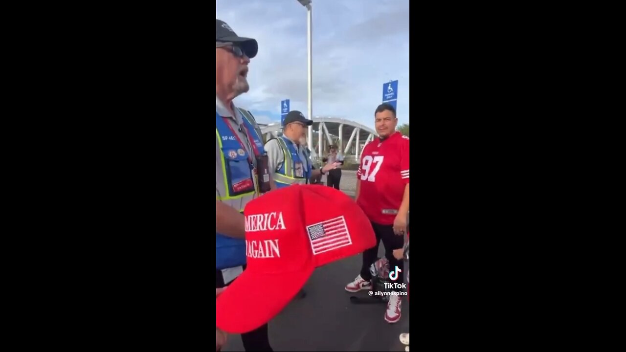 49ers fan not being allowed to enter stadium because he’s wearing a MAGA hat