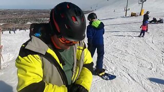 OldmanErik learns to snowboard